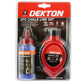 Dekton 2pc Builders Chalk String Line Kit Reel Set 30m (100ft) 4oz Blue Chalk
